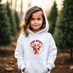 Kinder Hoodie "Shine Bright" mit Rentier Motiv – Strahlender Stil für die Weihnachtszeit